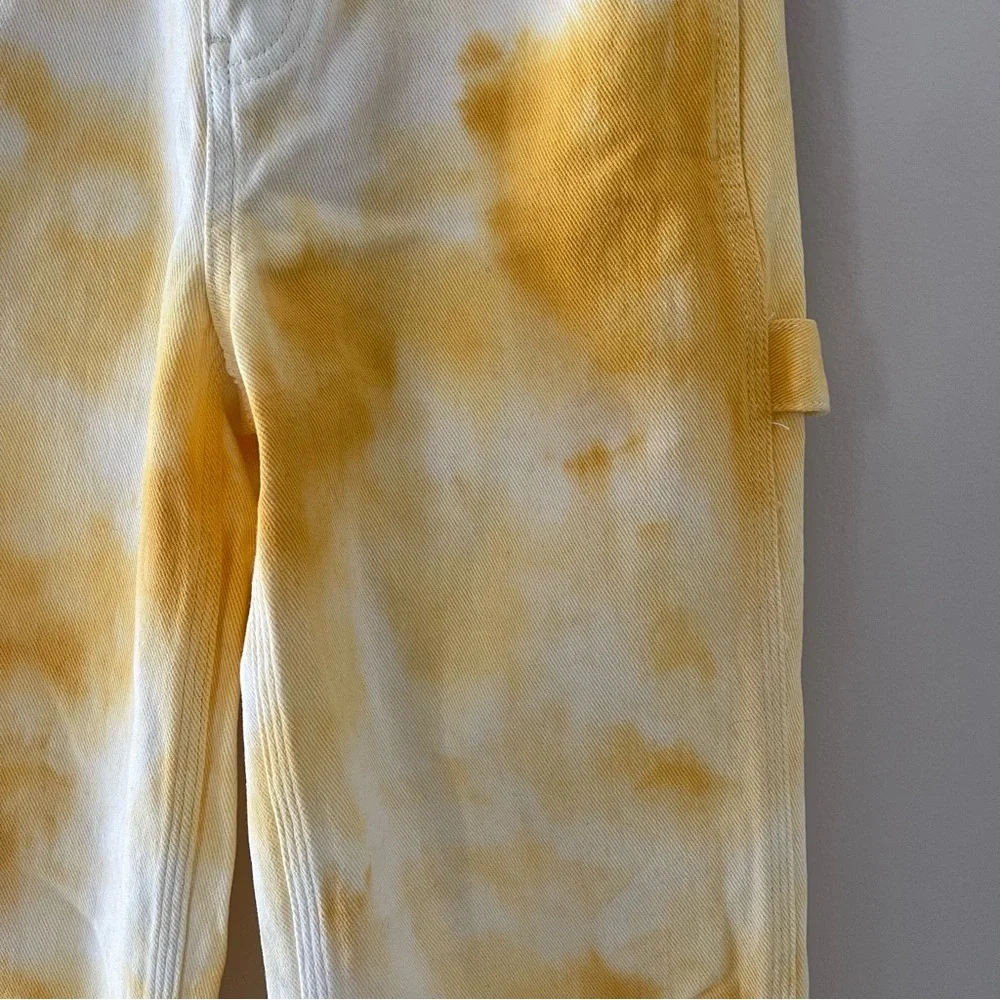NWT PacSun Mustard Tie Dye High-Waisted Carpenter Jeans - 23